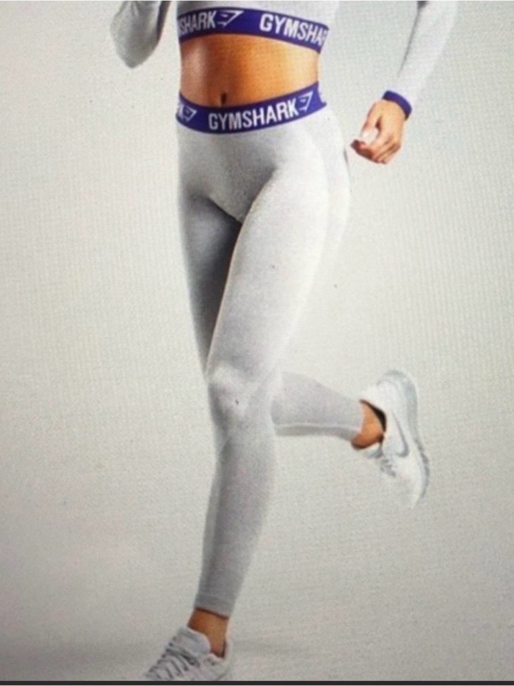 Gymshark Flex High Waisted Leggings Gray Blue Logo Waistband Women’s M